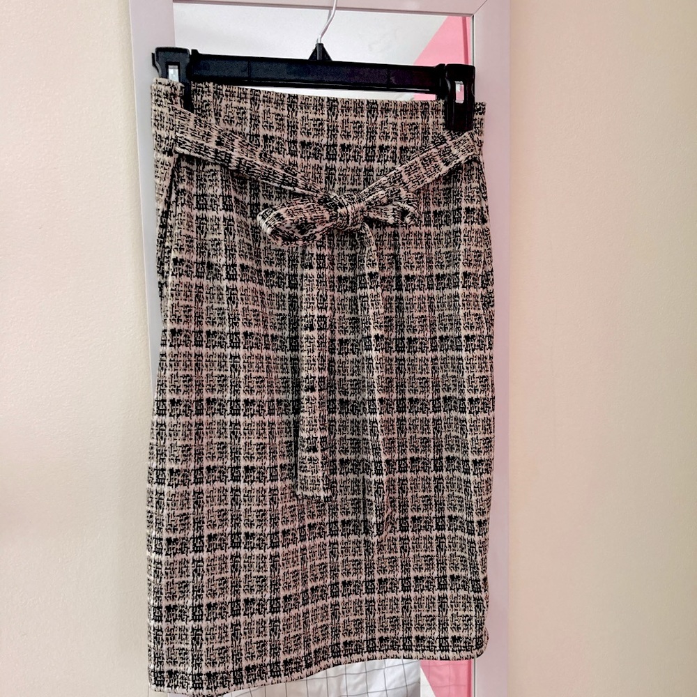 Rainbow over the knees plaid pencil skirt